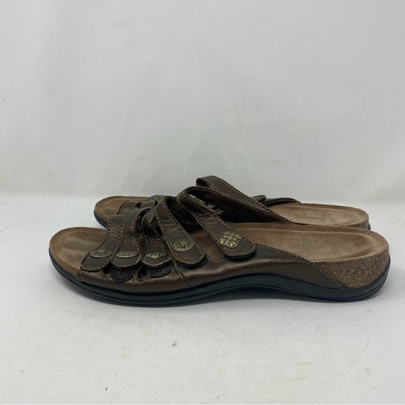 Dansko Women’s 41 Janie Bronze Leather Strappy Slip On Slide Sandals - Picture 2 of 8